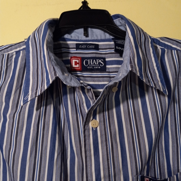 Men's Chaps EZ Care Button Up Striped Long Sleeve Shirt. - Picture 2 of 3